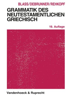 cover image of Grammatik des neutestamentlichen Griechisch
